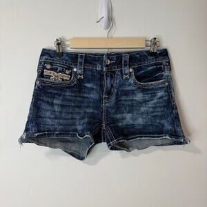 Rock Revival Women's Jeans Shorts Betty Blue Denim 28 Bling Rocker Distressed